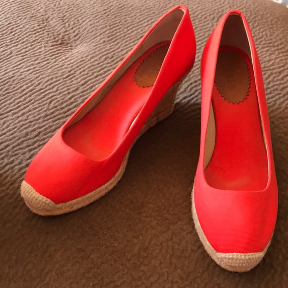 J. Crew Shoes - J Crew Seville Espadrille wedge orange bright neon